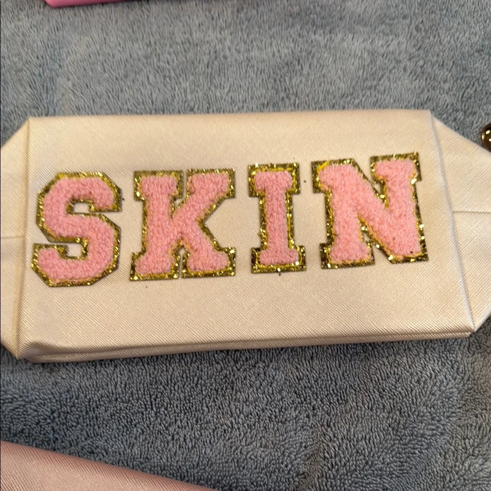 Pastel Lettered Makeup Bag - Pink, Lavender, Cream, Blue, Rose
